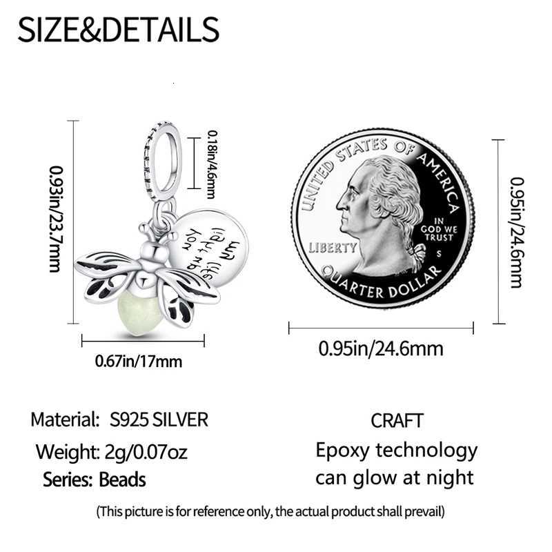 925 Sterling Sier Exquisite Luminous Firefly Bb Chameleon Pendants Charms Bead Fits m Bracelet Necklace Jewelry Y251212
