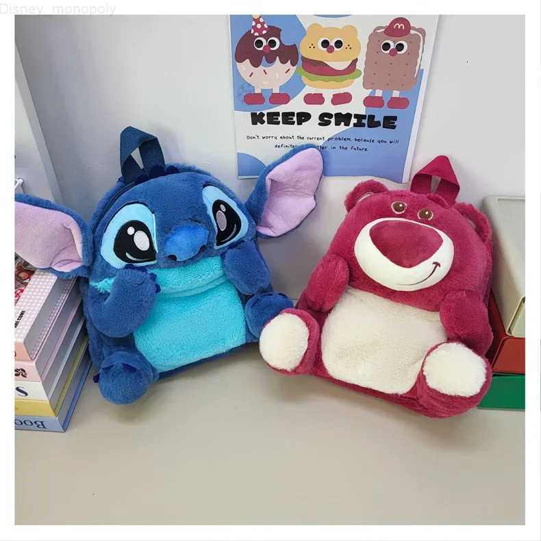 Disney New Cartoon Plush Backpack Kawai Stitch Doll Shoulder Bag Autumn And Winter Style ChildrenS Schoolbag Kindergarten Gifts H251212
