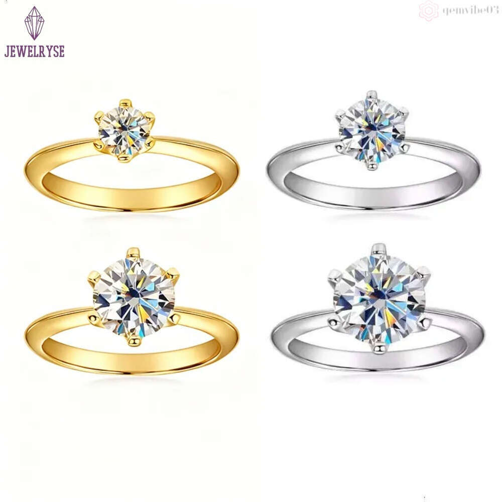 Designer Ring For Women 925 Sterling Silver Plated Gold 0.5-5CT Moissanite Ring Classic Six Claw Diamond Ring Girls Wedding Engagement Jewelry Woman C