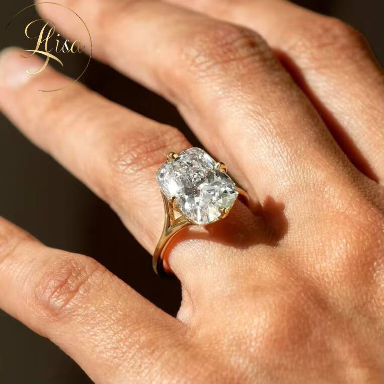 Custom VVS Lab Created Diamond Engagement Ring Hot Selling Yellow Gold 925 Silver Fine Women Jewelry