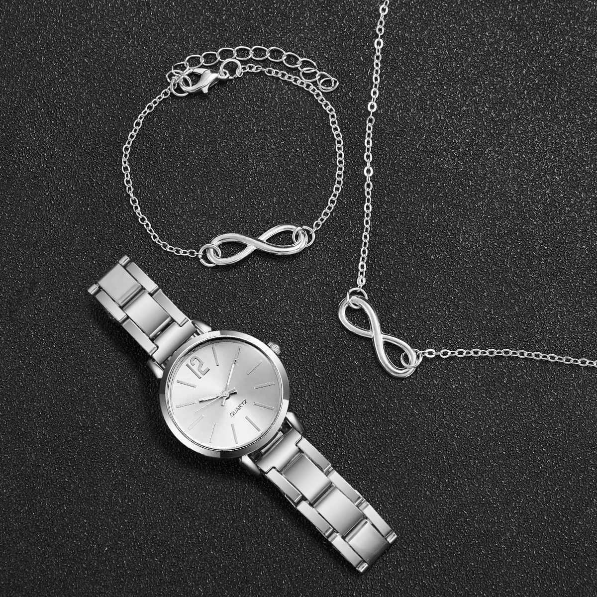 3PCS/Set Elegant Arabic Dial Women Wristwatch Silver Alloy Strap Quartz Watches Jewelry Set Reloj Mujer Without Box Y251212