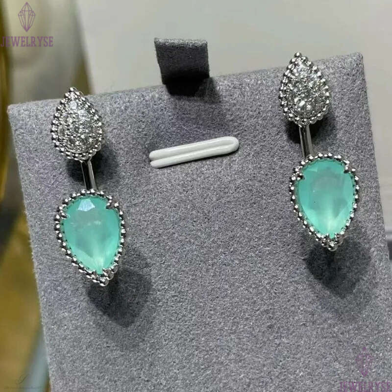 Womens luxury drop designer stud earrings silver white shine diamond crystal cz zircon blue stone leaves leaf love heart earring ear rings jewelry