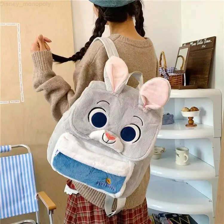 Disney Cartoon Cute Zootopia Plush Backpack Handbag Crossbody Bag Judy Fox Nick Large Capacity Casual Student Toy Surroundings H251212