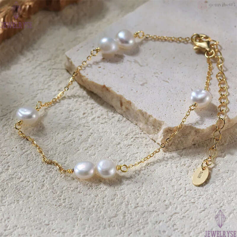 14k gold natural pearl bracelet designer woman s925 sterling silver chain fashion luury chains bracelets womens jewelry girls birthday friend chirstma