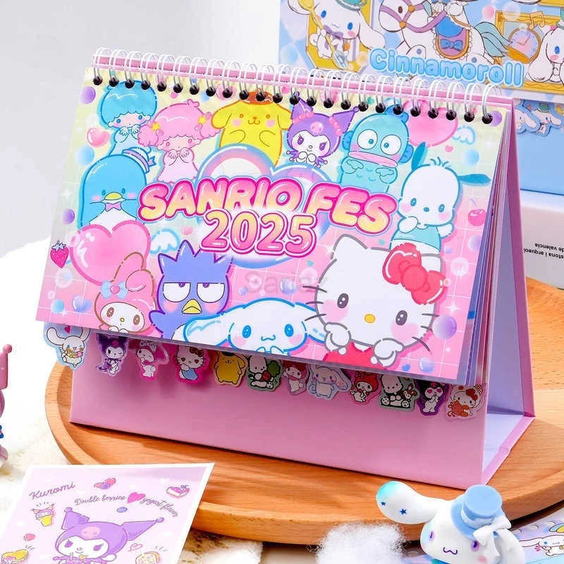 Sanrio 2025 New Calendar Hello Kitty Kuromi Cinnamoroll Student Desktop Decoration Learning Plan Cartoon Calendar Monthly Calendar H251212