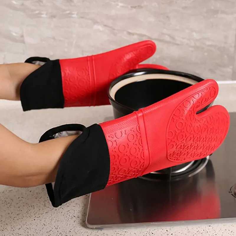 1pc Insated Oven Gloves Silicone Heat-proof Gloves Oven Mitts Microwave Oven Baking Tools Household Kitchen Bar Bakeware H251212
