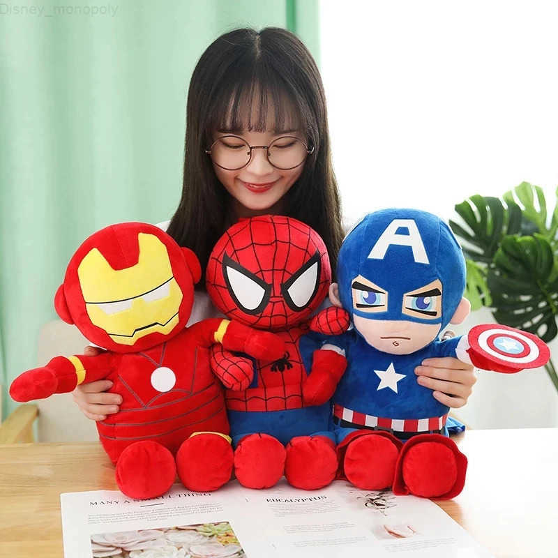 Disney 42cm Marvel Cartoon Spiderman Plush Iron Man Captain America Backpacks Cute stuffed plush backpack for Girls Boys Gifts H251212