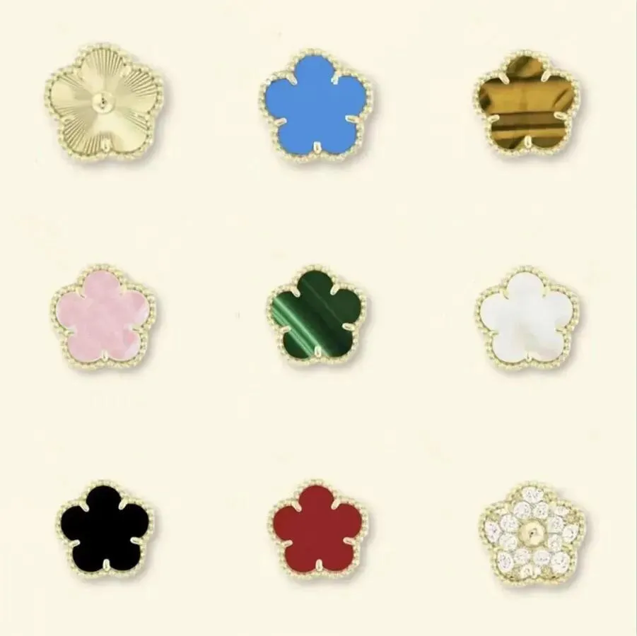 Agate 15mm Designer earrings Four Leaf Clover earrings For Women Stud Earrings Mother Of Pearl Designer Jewelry White Woman Earrings Gold Color Retro