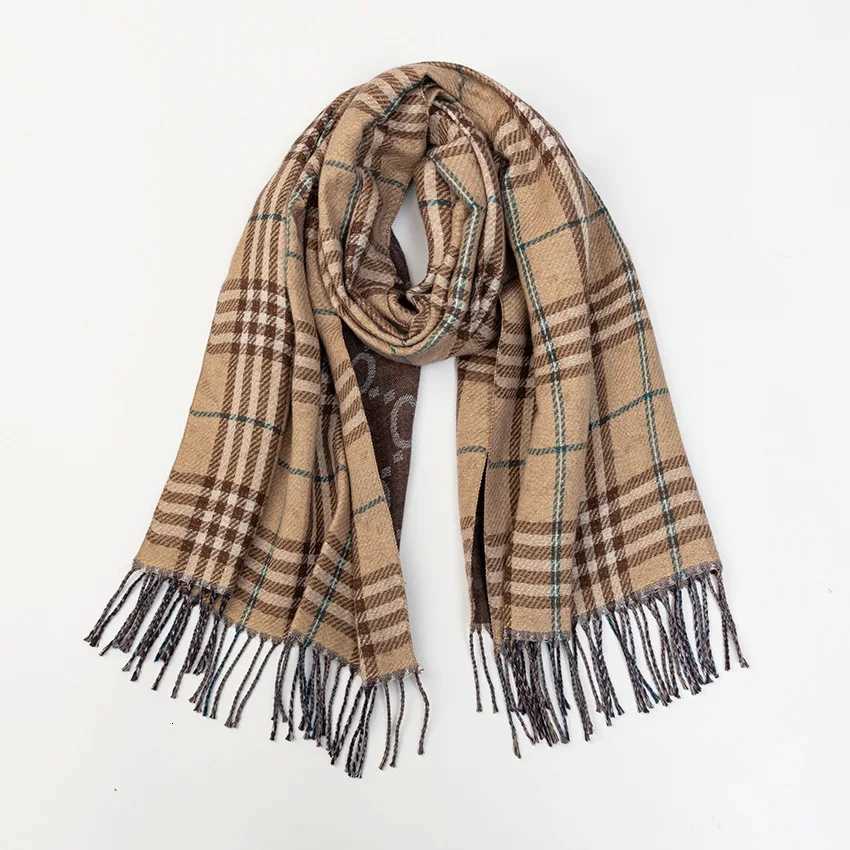 Winter Plaid Scarf Women Korean Style Double Sided Warm Faux Cashmere Shawl with Tassels New Jacquard Scarves All Match Y251211