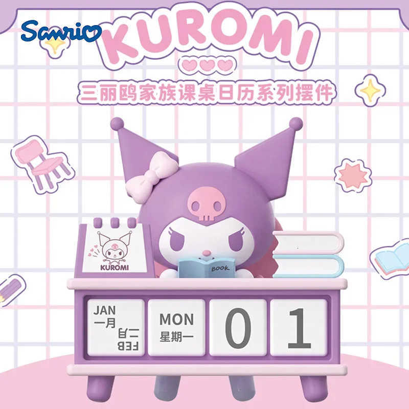 Sanrio Kuromi Pompompurin Desk Calendar Series Figure Blind Box Cute Anime Character Display with Date Function H251212