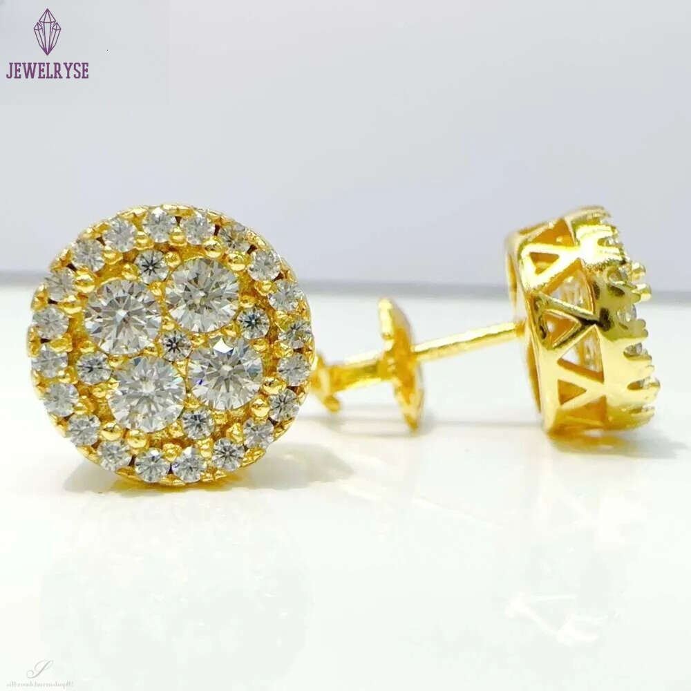 Fashion VVS Diamond Earrings Round Hip Hop Jewelry GRA Moissanite Screw Back Earring For Women
