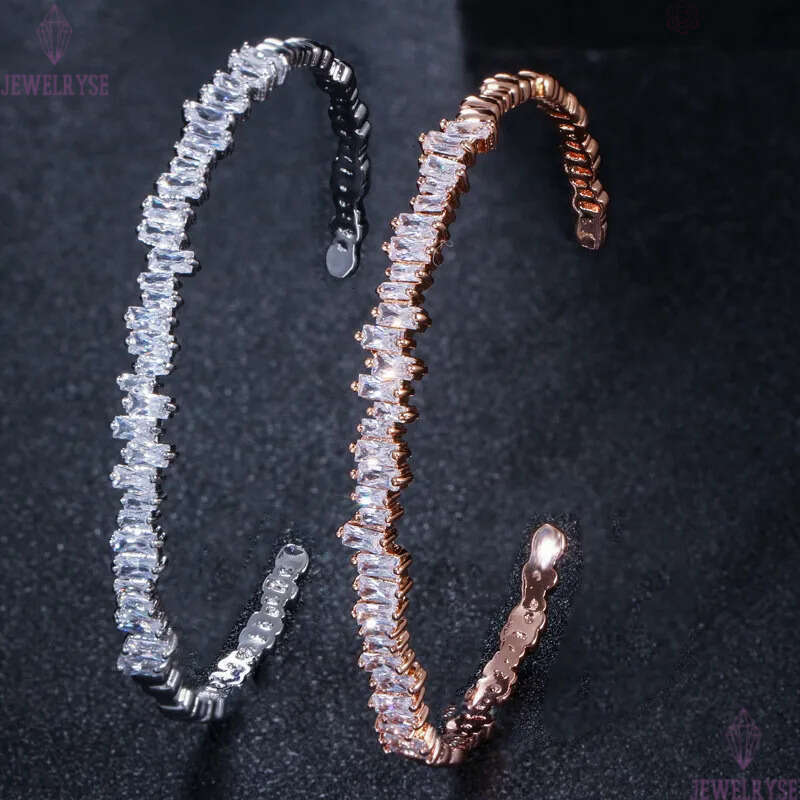 Cubic Zirconia Cuff designer Opening Adjustable bracelet Luxury Fashion Copper Rose Gold Silver Irregularity Bracelets jewelry For Women Friend Gift