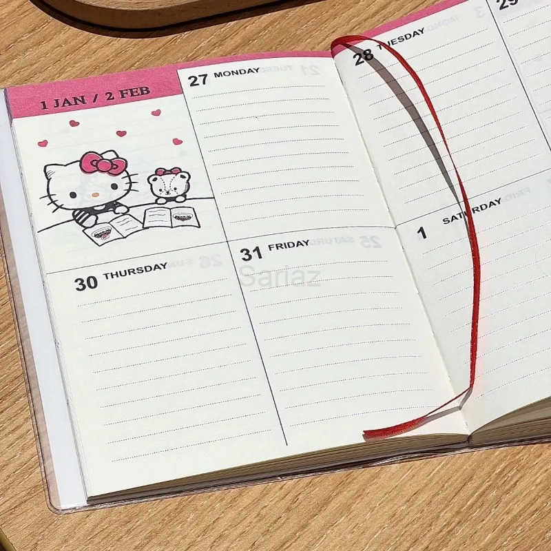Sanrio Hello Kitty anime character cartoon schedule handbook creative kawaii student monthly and weekly plan diary notebook stationery H251212