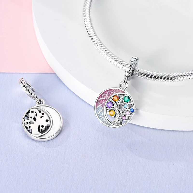 Purple Charms 925 Sier Fit Pendant Bracelet Feather Clip Charm Dangle Luminous Bead DIY Jewelry Y251212