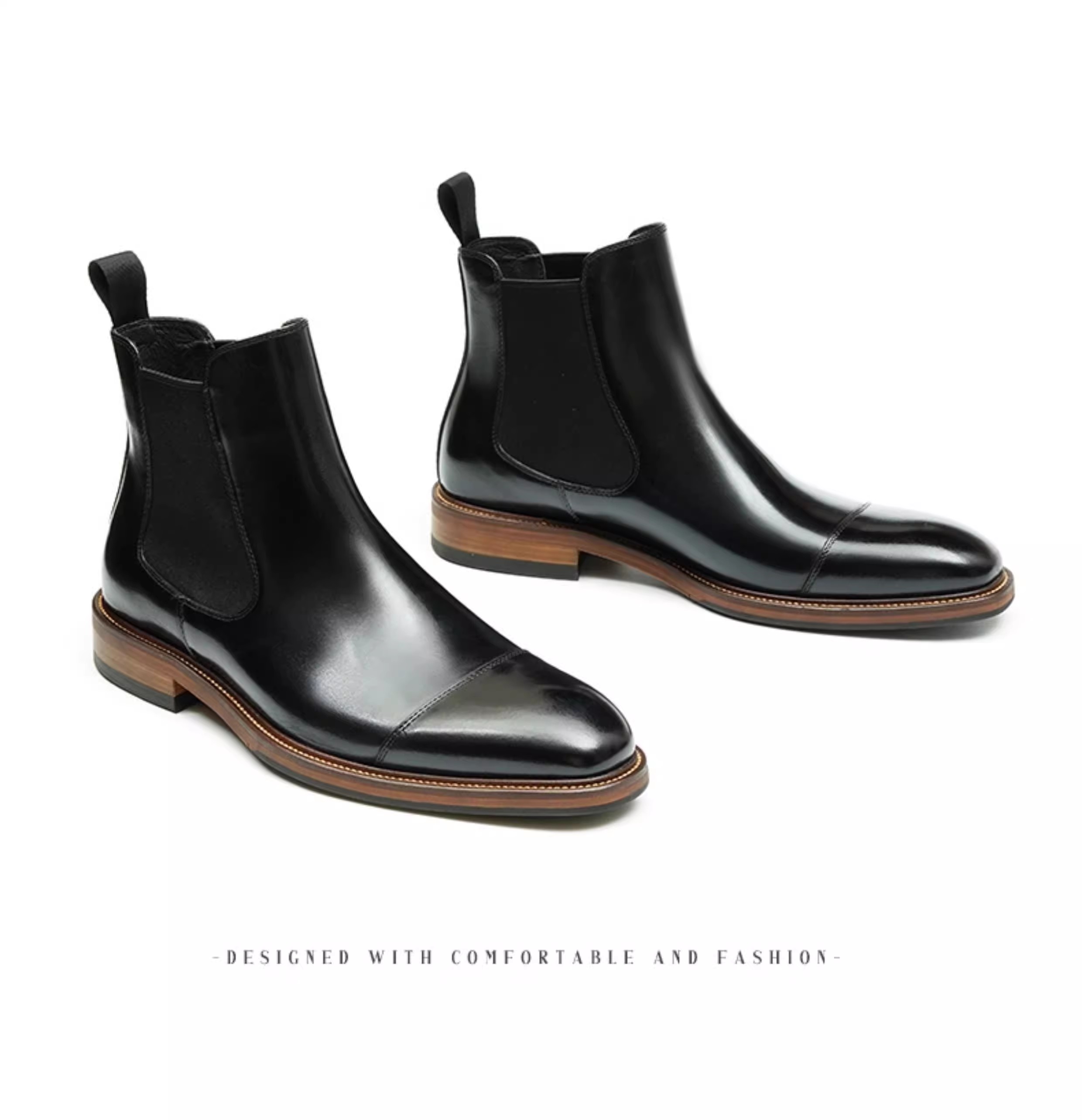 Men's High-Top Leather Boots Handcrafted British Fashion Large Size Premium Quality Two-Tie Closure Premium Quality Men's Footwe