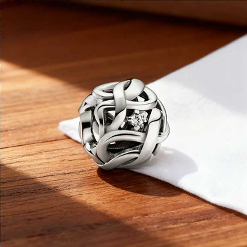 Authentic Sier-Plated Entwi Infinite sDiamond M Daisy Charm Beads Fit DIY Bracelet Jewelry Y251212