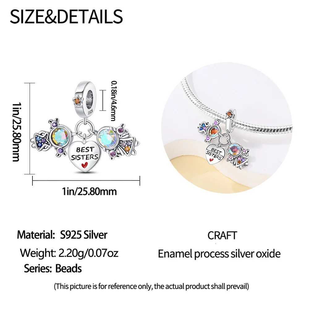 Charms 925 Sterling Sier Plated Sister Pendant Set Of Three Pieces Beads Fit Bracelet Diy Gift Wen Delicate Jewelry Y251212