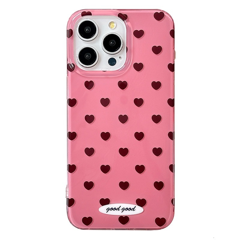 ins Korean Style Pink Heart Suitable for Apple 17 Max Phone Case iPhone 16 Girl 15 Pro Niche 14