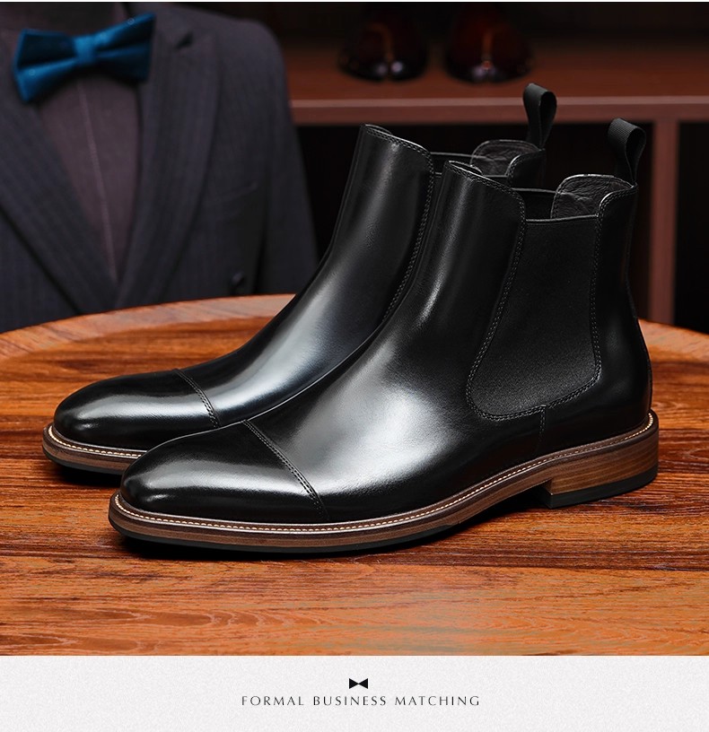 Men's High-Top Leather Boots Handcrafted British Fashion Large Size Premium Quality Two-Tie Closure Premium Quality Men's Footwe