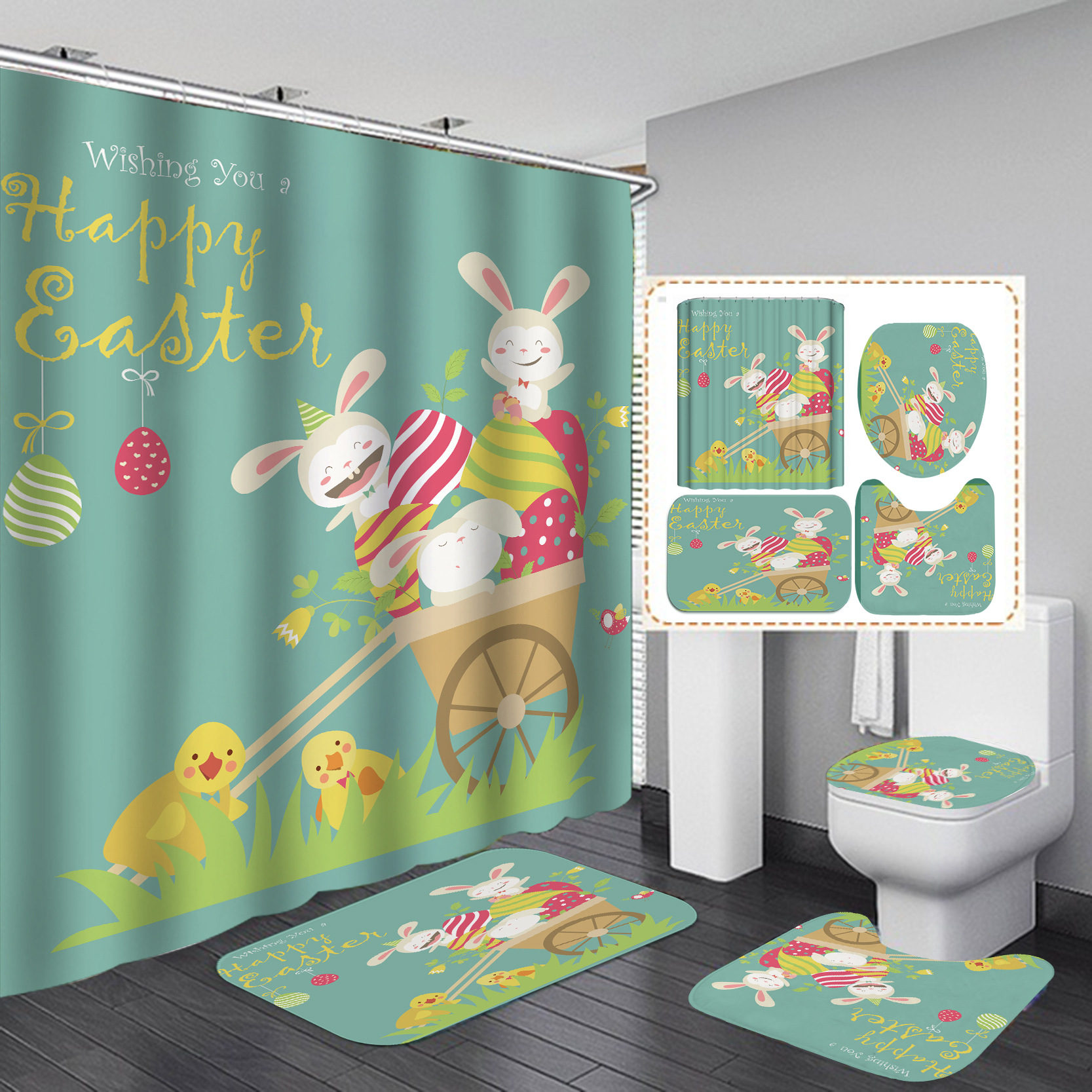 YL-37944 Digital Printed Waterproof Bathroom Composite Shower Curtain - Factory Direct Supply, Wholesale Shower Curtains