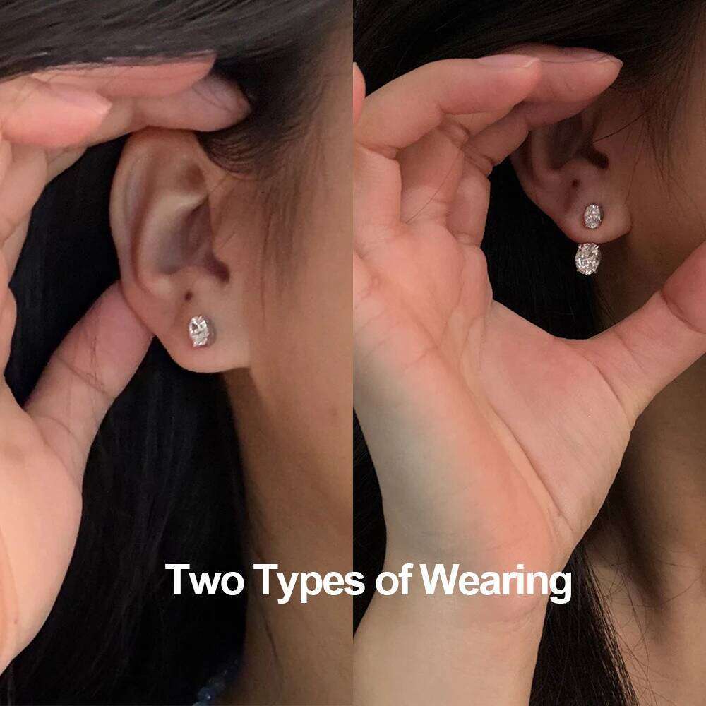 6cttw Oval Cut Moissanite Ear Jacket Earring for Women 2 Stone Detachable Drop Stud Earrings 925 Sterling Silver Jewely With GRA C251212