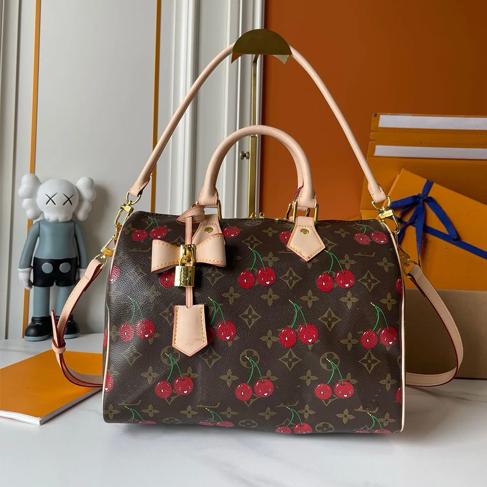 Shoulder Bags Murakami denim - Leather Hand-held Boston bagWomen Designer Leather Handbag Women single-shoulder Crossbody Bag High-quality Luxury Bag Source Factory