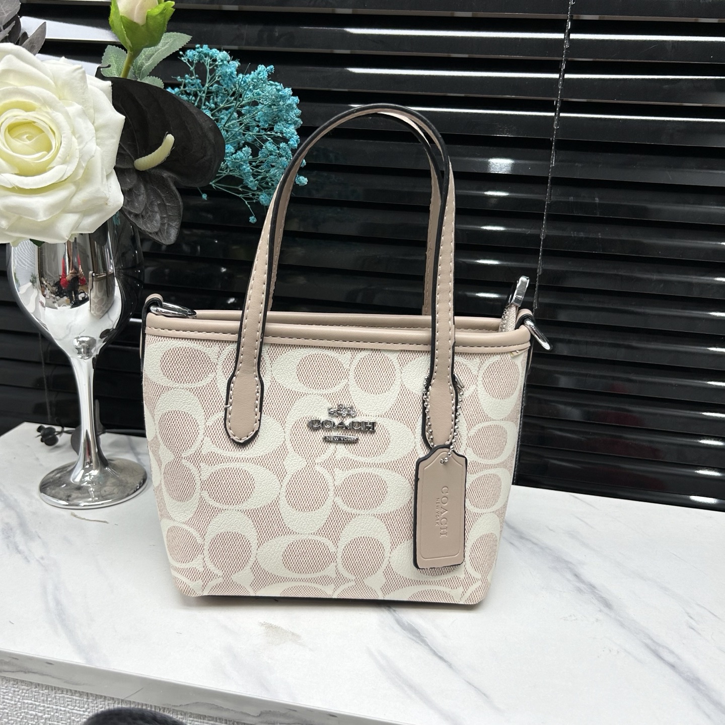 Trendy Classic Multicolor Monogram print Mini Town Tote bag shoulder crossbody bag With Top Handle & Adjustable Strap, Perfect For Commuting, Shopping, Travel, Dating