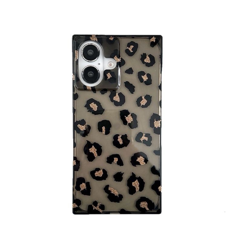 European and American Hot Girl Leopard Print Suitable for iPhone 16 Apple 17 Pro Max Square Phone Case Retro Fashion 15P