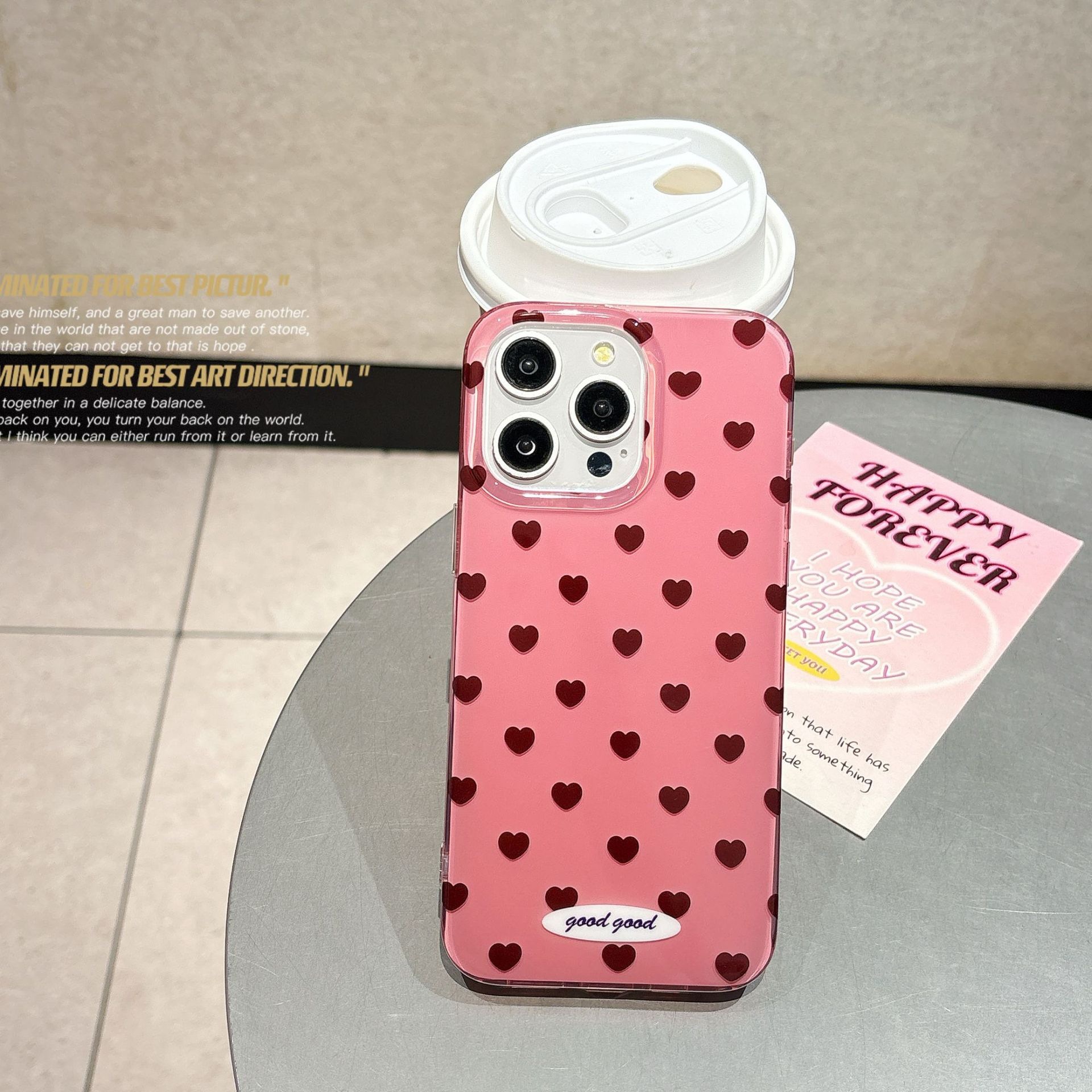 ins Korean Style Pink Heart Suitable for Apple 17 Max Phone Case iPhone 16 Girl 15 Pro Niche 14