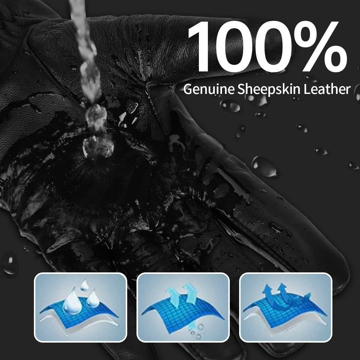 1Pair Genuine Leather Womens Winter Gloves Touchscreen Compatibility Warmth Full-Finger with Plush Lined Perfect for Gifts Y251211