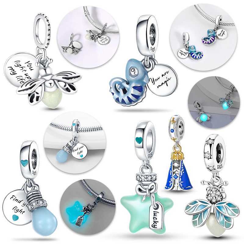 925 Sterling Sier Exquisite Luminous Firefly Bb Chameleon Pendants Charms Bead Fits m Bracelet Necklace Jewelry Y251212
