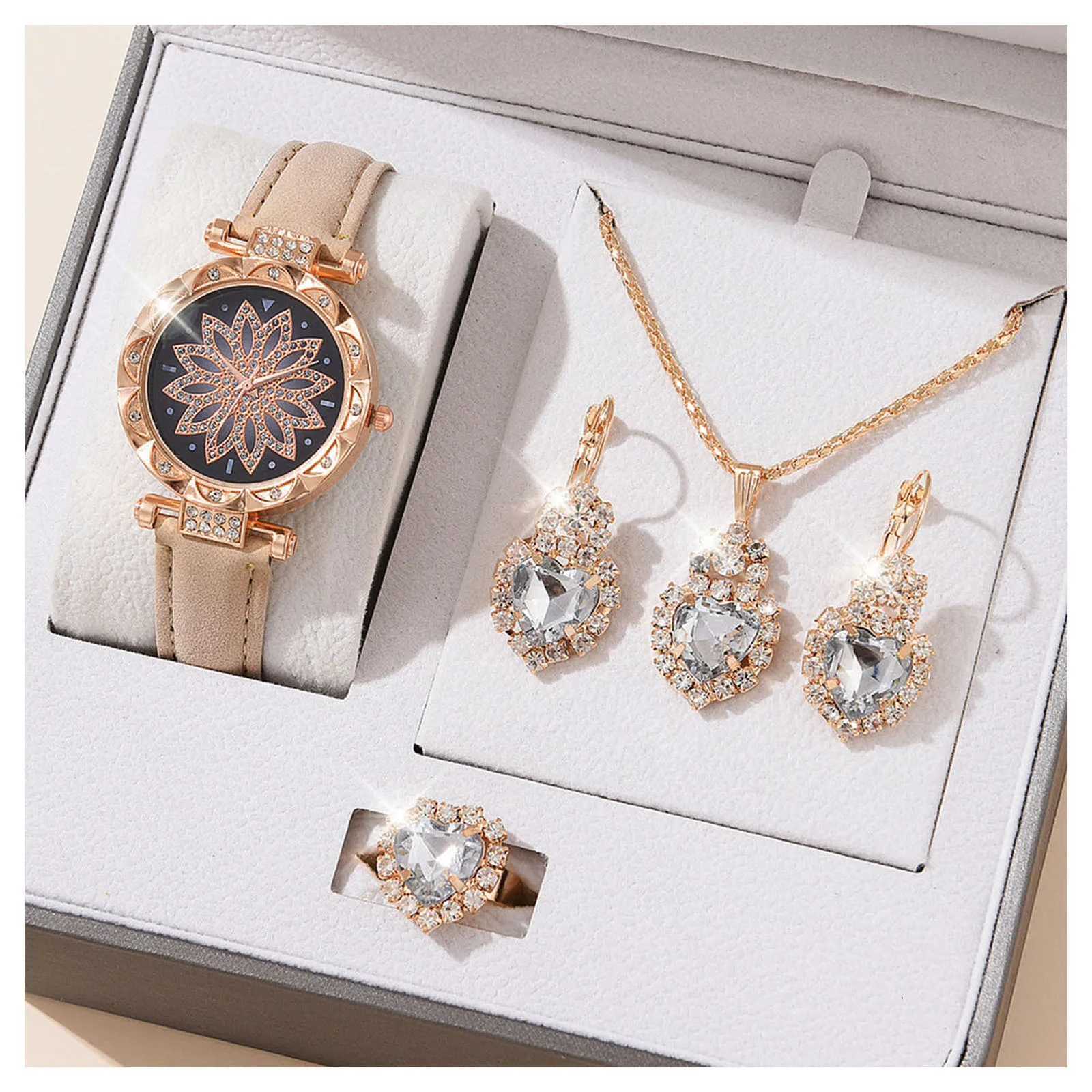 Watches Sets Gifts for Women Crystal Bling Wristwatch Jewelry Kit Gift for Mom Wife Girlfriend Y251212