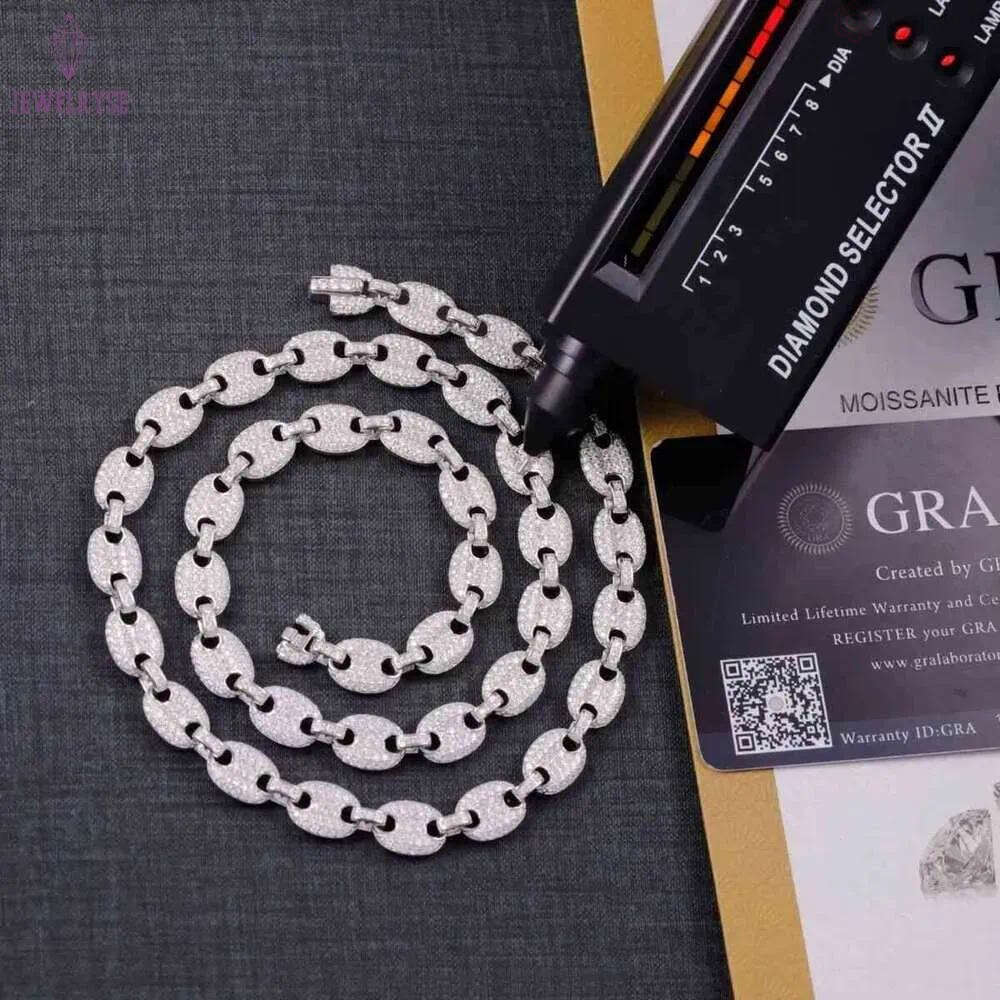 Hot Sale Pig Nose Style 6MM 8MM Pass Dia Tester VVS Moissanite Gems with Sier Cuban Link Chain Jewelry