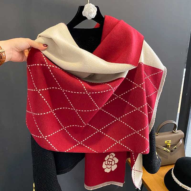 Winter promotion womens fashion luxury warm scarf shawl small fragrance printed cloak cashmere material thickened shawl womens Y251211