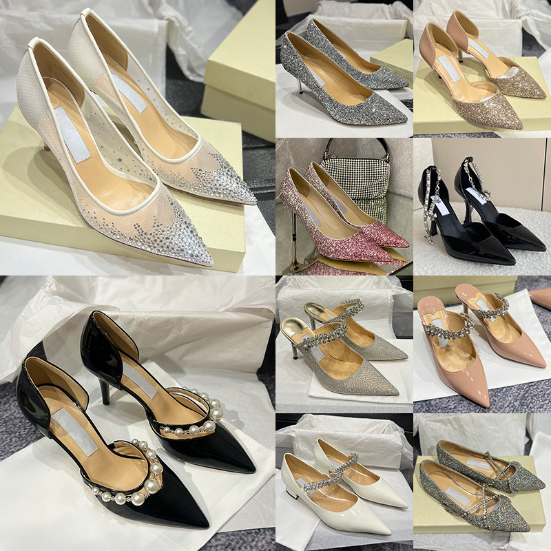 With box dress shoes for women designer heels pink black white silver patent leather diamond heel luxury womens pumps party wedding jimmycho jimmychoheel shoe