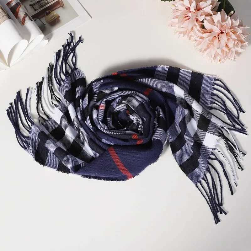 New Design Plaid Cashmere Scarf Man Tassel Shawl Stripe Pashmina Keep Warm Winter Scarf Outdoor High Quality Neck Cover Scarf Y251211