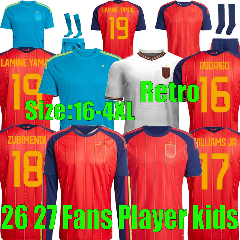 Spain 2026 LAMINE YAMAL Soccer Jersey MORATA FERRAN CARVAJAL PEDRI 26 27 National Team Football Shirt 2025 Men Kids Kit Camisetas Espana RODRI OYARZABAL Retro jersey