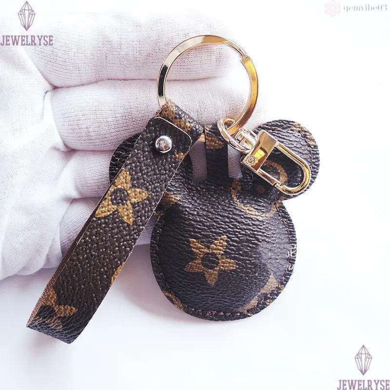 Fashion Mouse Designer Keychains Accessories PU Leather Animal Flower Print Pendants Bag Charms Key Chains Ring Cute Car Keyrings Holder