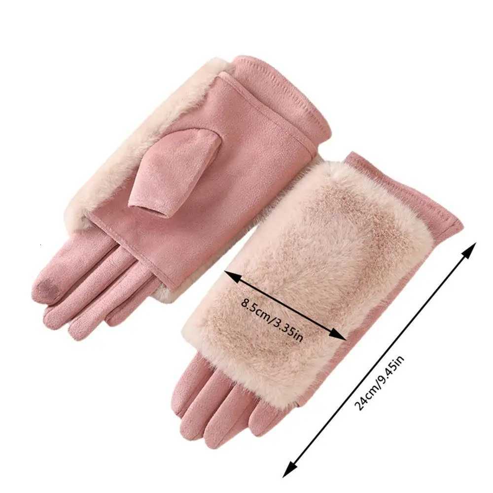 Suede Gloves Rabbit Fur Gloves Touch Screen Hand Protection Riding Cold-proof Warm Windproof Thickened Women Fur Gloves Y251211