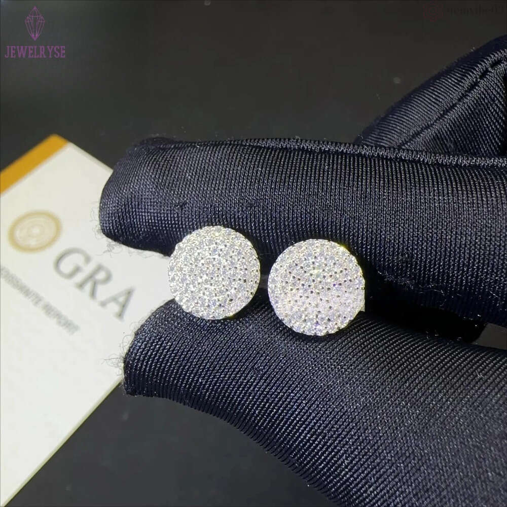 Drop Shipping iced out hip hop sterg sier Sier White Gold Plated screw back moissanite Dia Stud Earrings Men