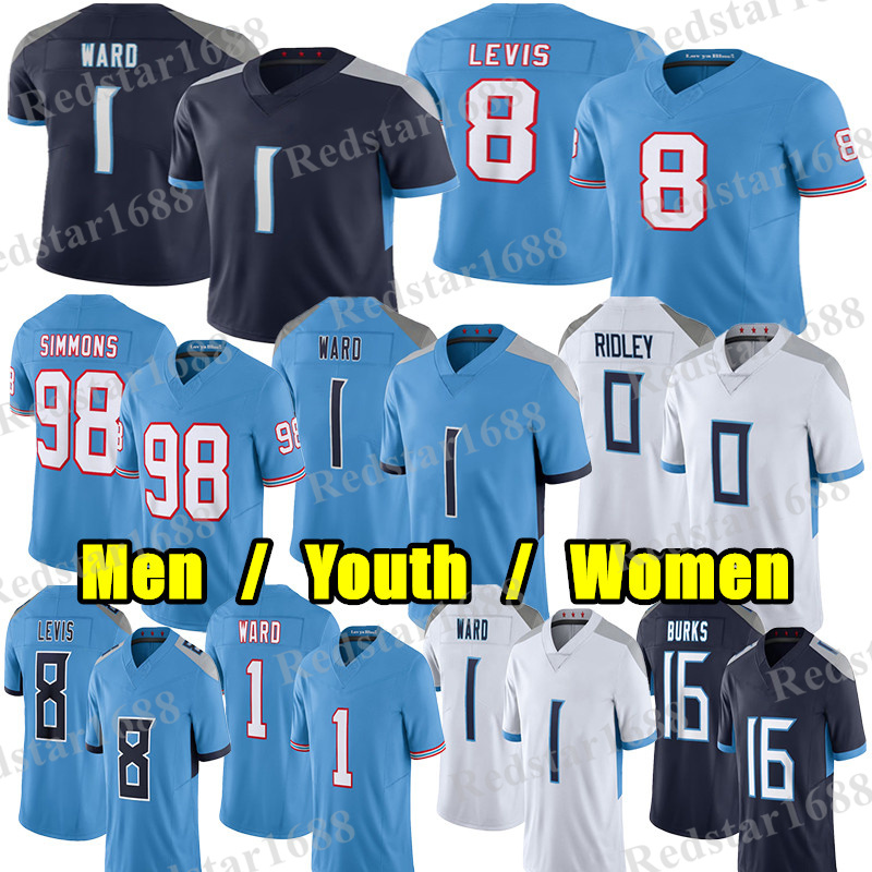 #1 Cam Ward Football Jersey #8 Will Levis Jeffery Simmons Tony Pollard Calvin Ridley L'Jarius Sneed Tyjae Spears Treylon Burks Okonkwo Earl Campbell Warren Moon jersey