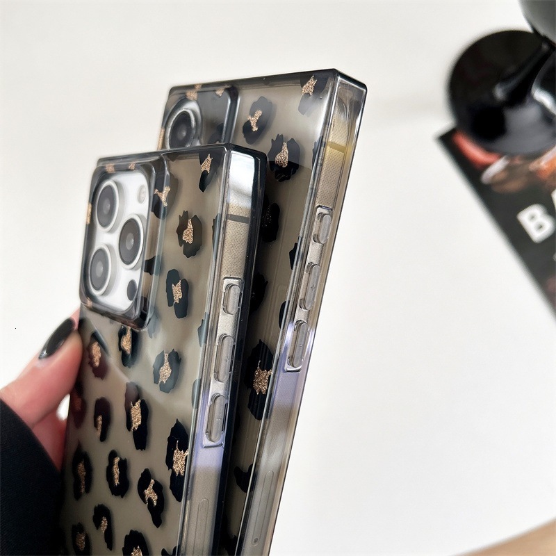 European and American Hot Girl Leopard Print Suitable for iPhone 16 Apple 17 Pro Max Square Phone Case Retro Fashion 15P