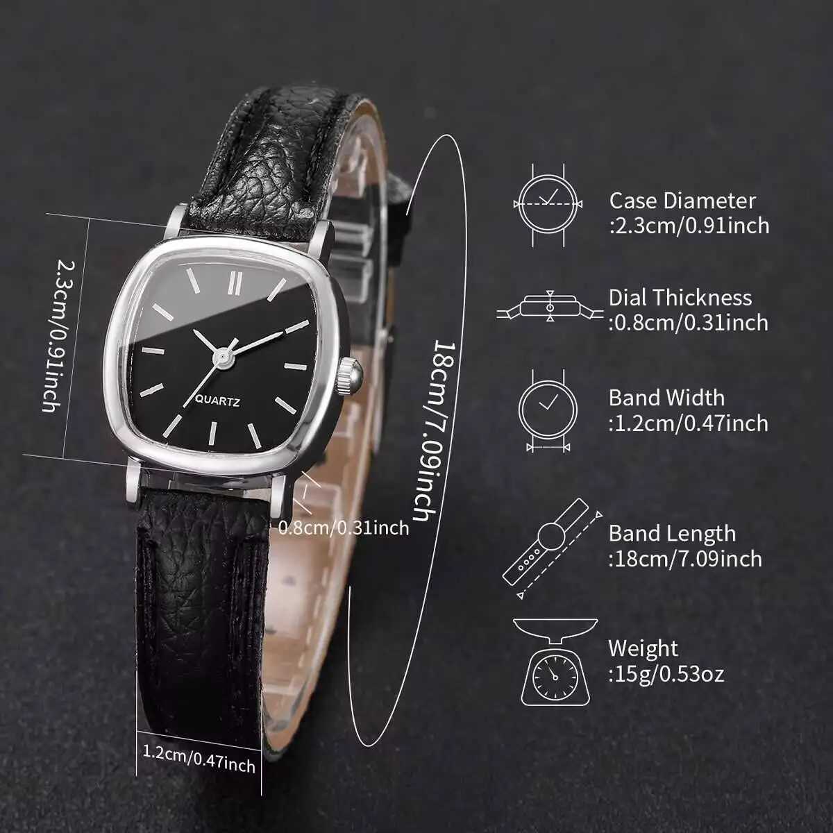 2PCS Fashion Square Women Watches Set Simple Small Dial Leather Strap Quartz Watch for Ladies Clock Reloj Mujer Without Box Y251212