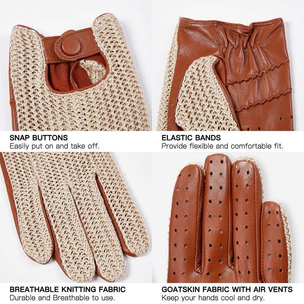 Men Knitted Goatskin Touch Screen Gloves for Daily Motorcycling Driving Y251211