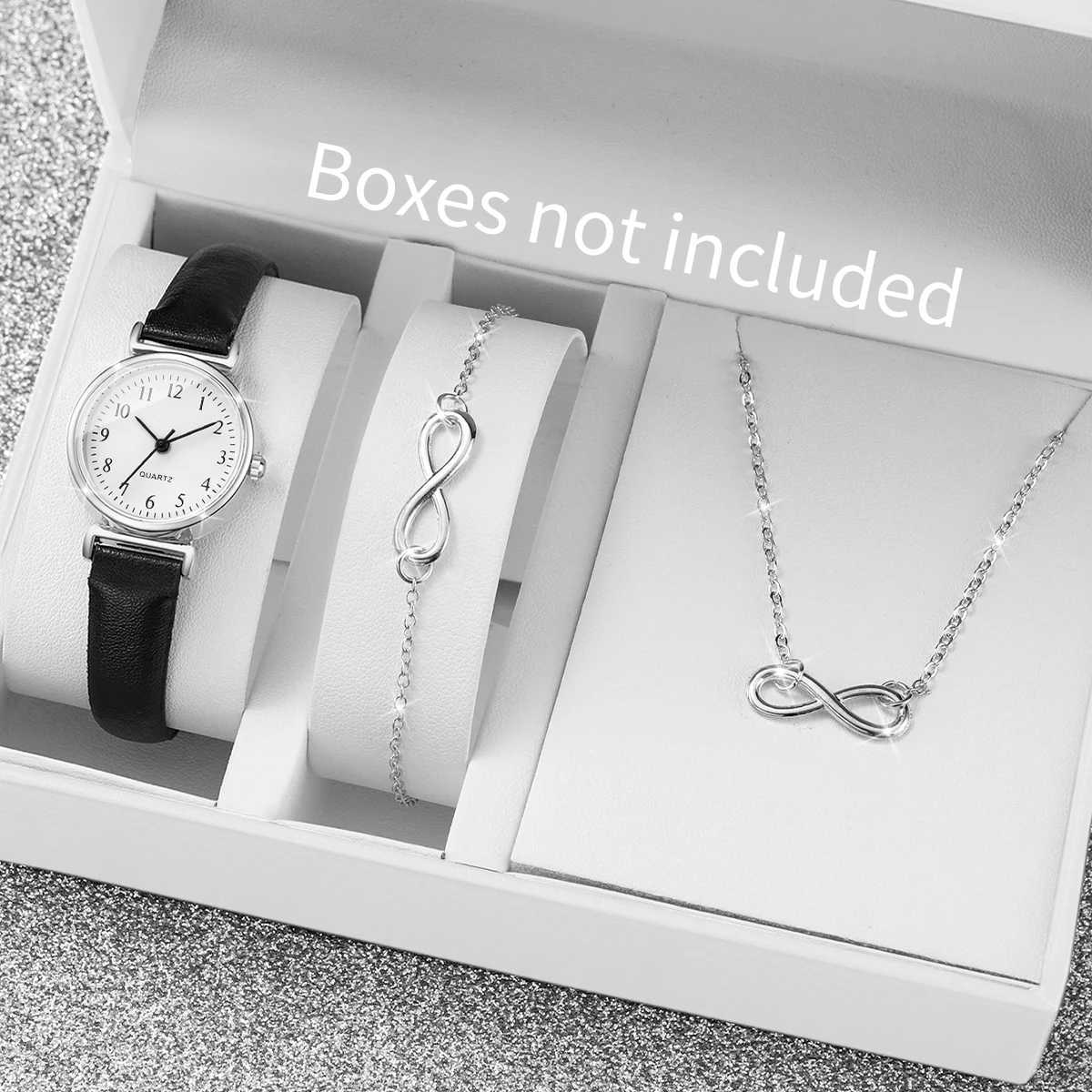 3PCS Fashion Small Arabic Dial Women Watches Ladies Leather Strap Quartz Wristwatch Jewelry Set Without Box Y251212