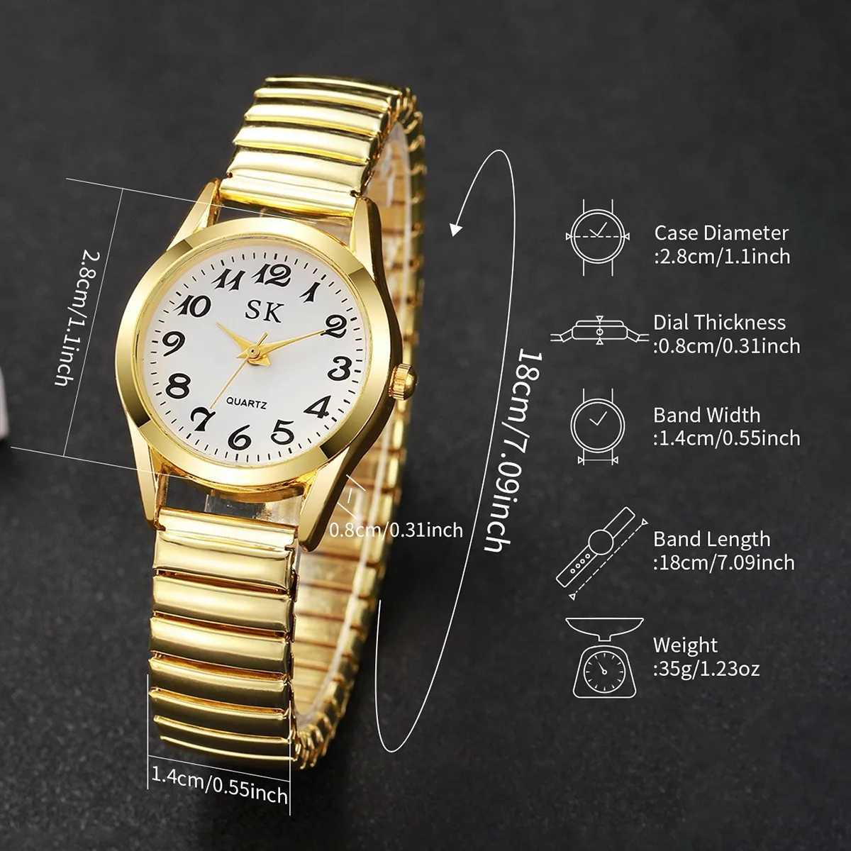 5PCS Fashion Small Roma Dial Women Quartz Watch Bracelets Set Elegant Elastic Band Ladies Wristwatch Reloj MujerWithout Box Y251212