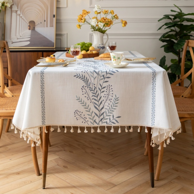 2026 Simple Fabric MAT Waterproof Oil-proof Dining R01 Coffee Rectangular Tablecloth