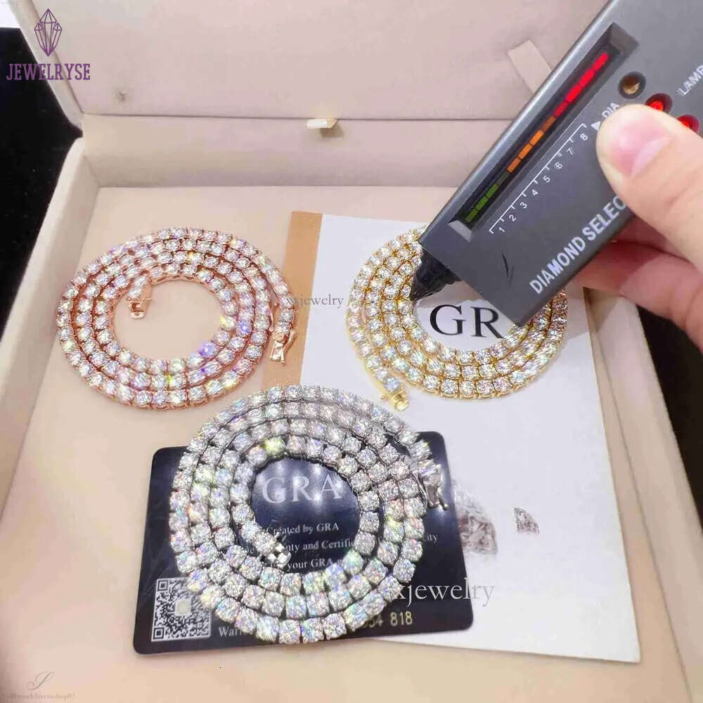 Good Price Gra Certified Vvs Moissanite Sterg Sier Solid Gold Tennis Chain