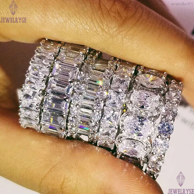 Choucong design 925 sterling silver CZ Diamond Gemstones wedding band eternity Ring for Women solid engagement anniversary fashion jewelry