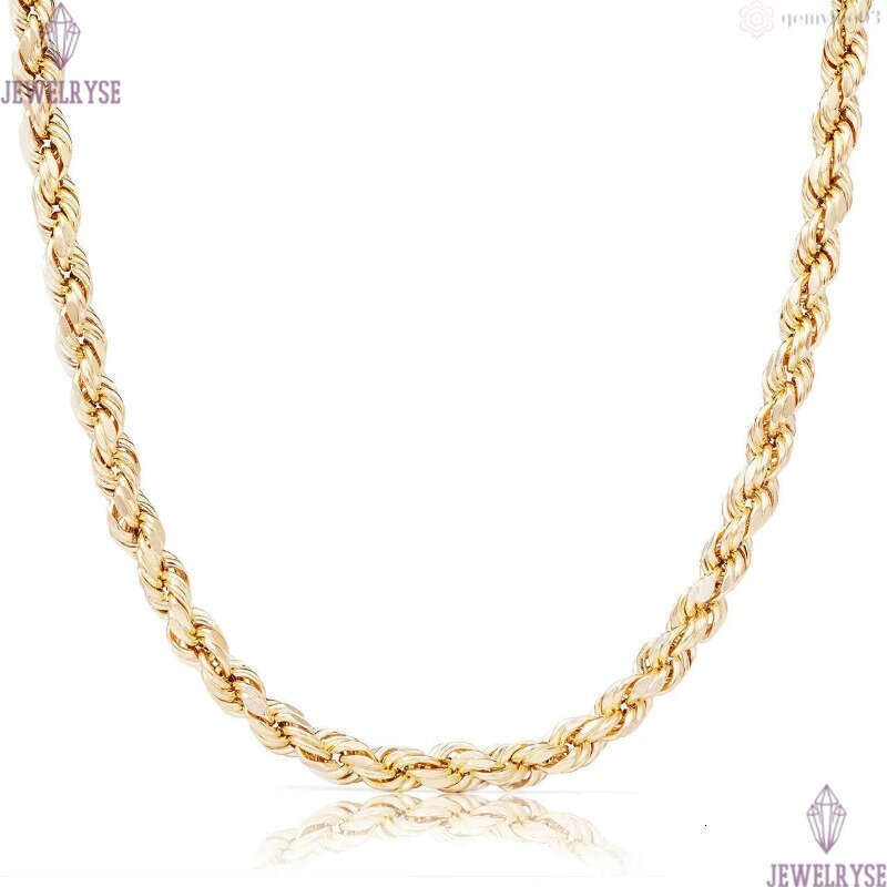 Real 10K 14K Solid Gold Rope Chains For Men Hip Hop Necklace